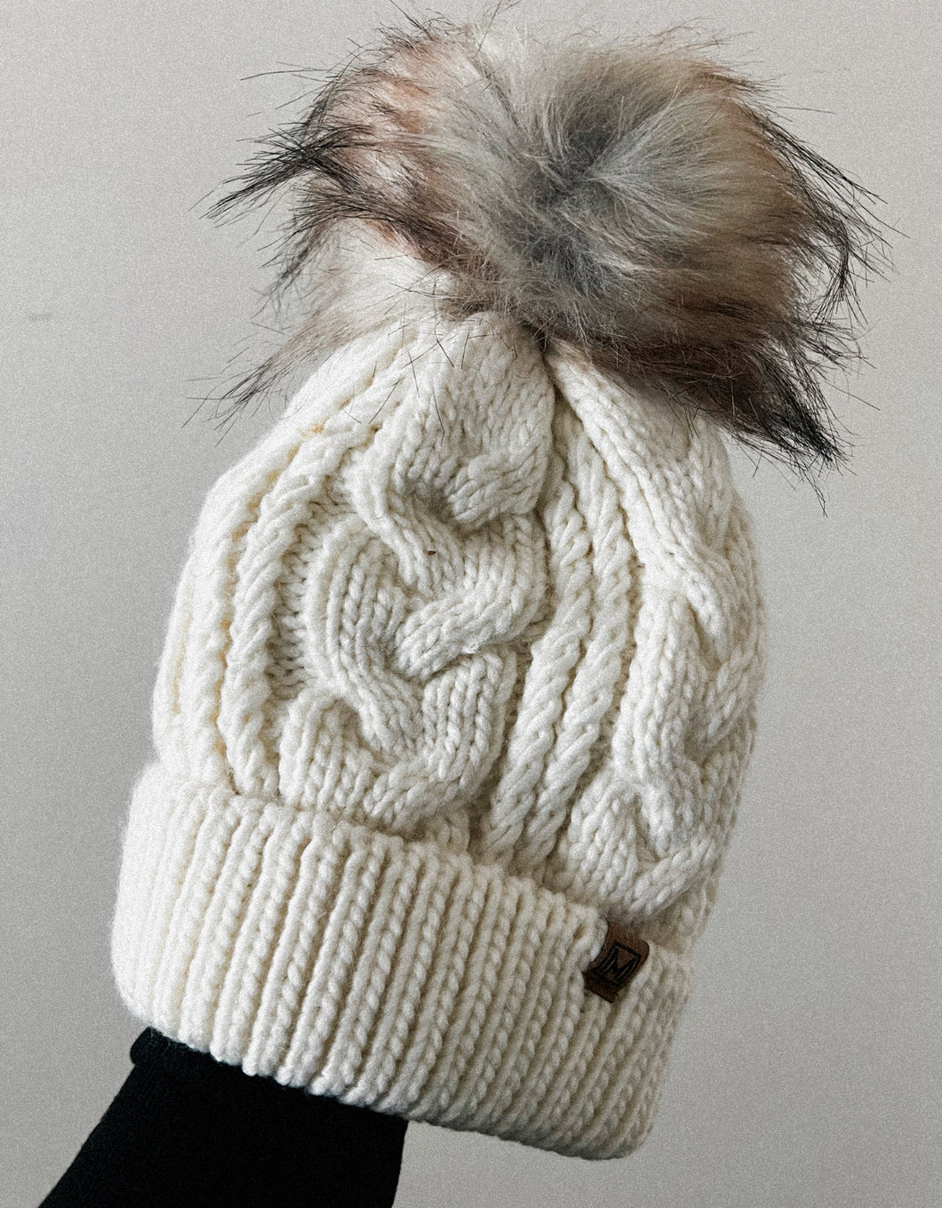 Faux Fur Pom Beanie With Sherpa Lining