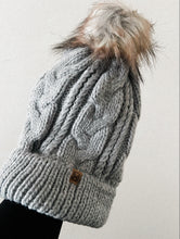 Load image into Gallery viewer, Faux Fur Pom Beanie With Sherpa Lining
