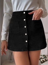 Load image into Gallery viewer, Corduroy Button Up Skirt With Pockets
