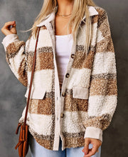 Load image into Gallery viewer, Plaid Pocketed Teddy Jacket
