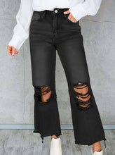 Load image into Gallery viewer, Distressed High Waist Cropped Flare Jeans
