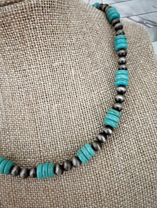 Navajo Beads Turquoise Stone Collar Necklace