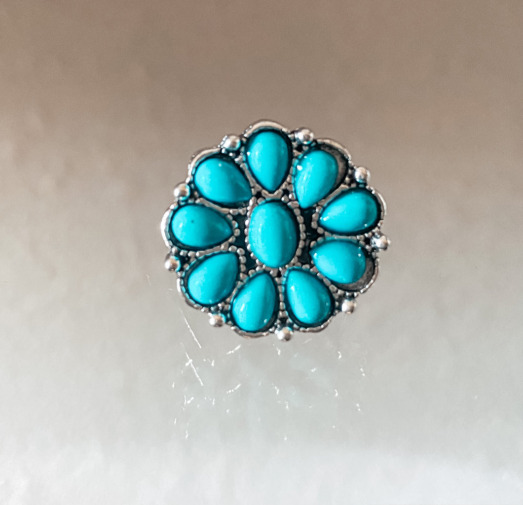 Silver turquoise boho rings