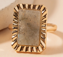 Load image into Gallery viewer, Rectangular Stone Metal Ring

